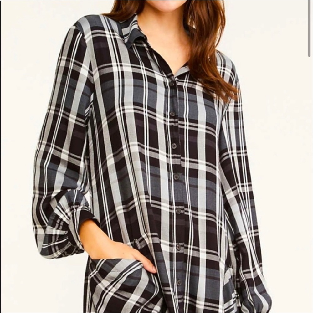 Lou & Grey Plaid Shirt Dress XL
